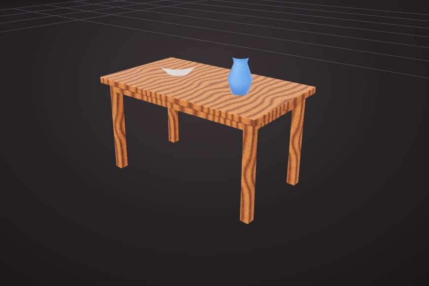 Wooden dining table 3D model made in VIZON